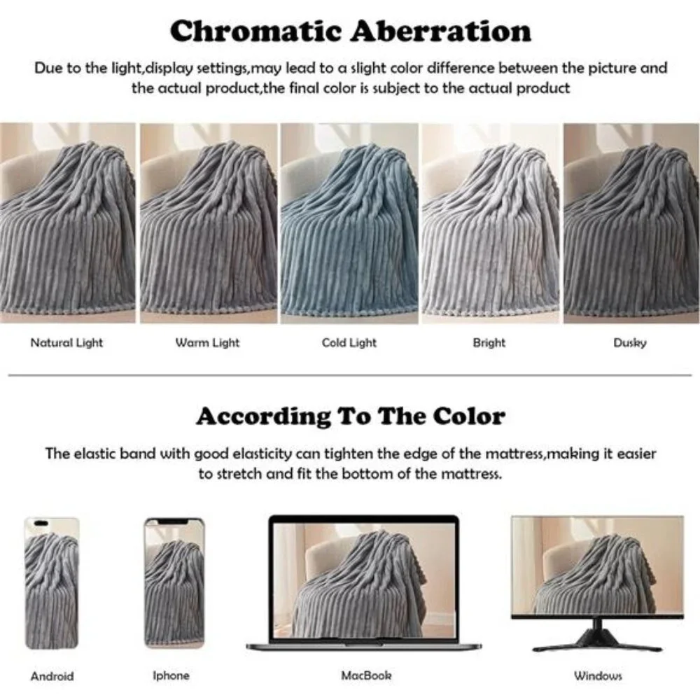 Super Soft Throw Blanket Lavender Ribbed Premium Silky Flannel Fleece 50